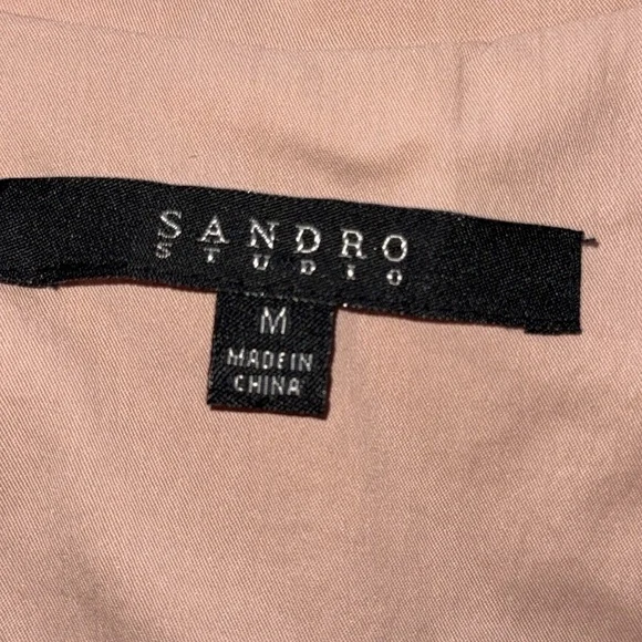 Sandro Peach Tan Short Trench Utility Jacket Self Tie Cotton Blend - Picture 7 of 13